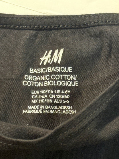 H&M Basic Black Long Sleeve Top Size 4-6Y