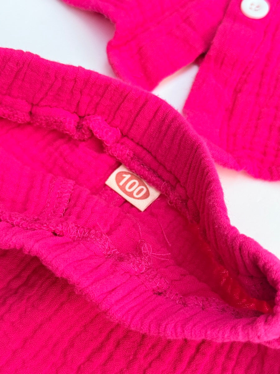 Unknown Pink Muslin Two-Piece Set Size 100 (3-4yr)
