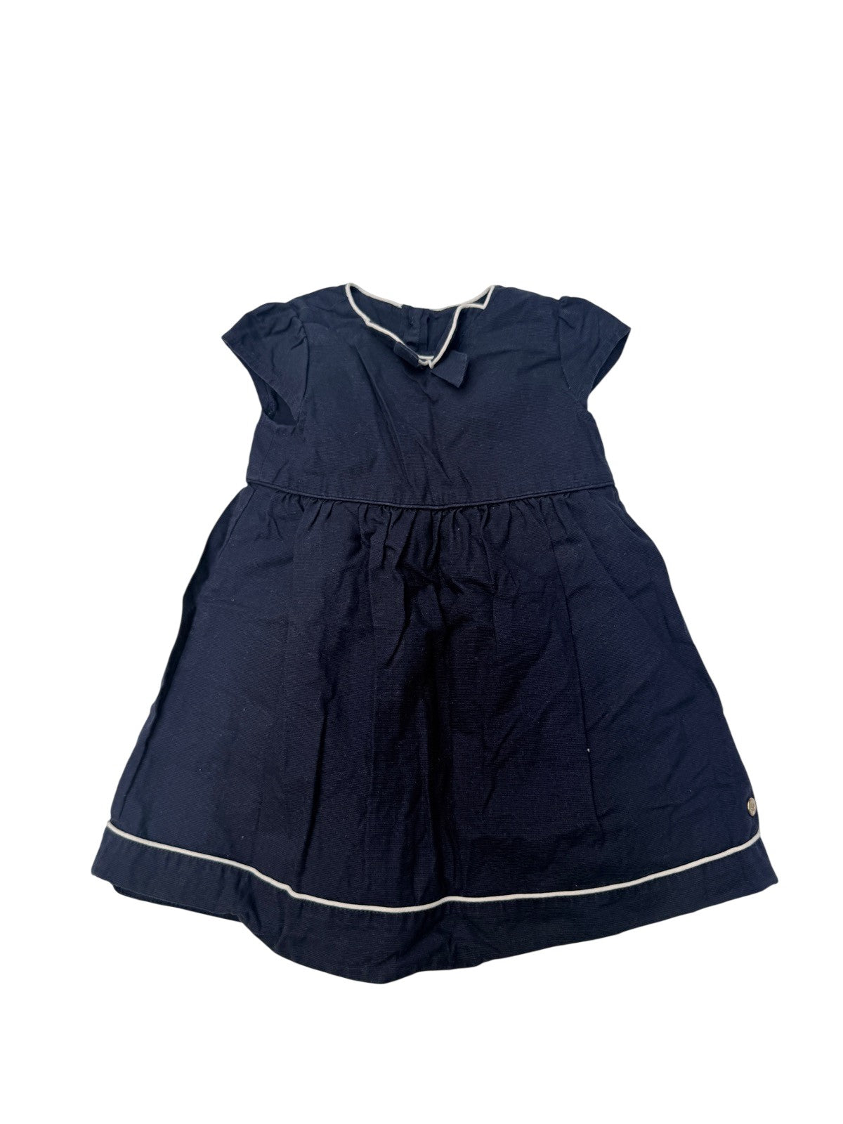 M&S Navy Peter Pan Collar Dress 6-9M