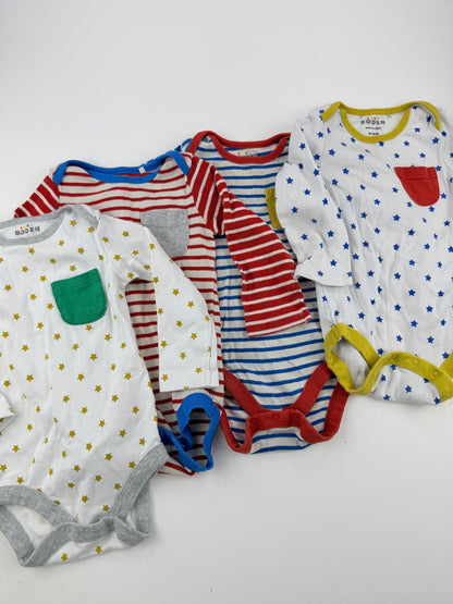 Baby Boden 4-Pack Long Sleeve Bodysuits 9-12M