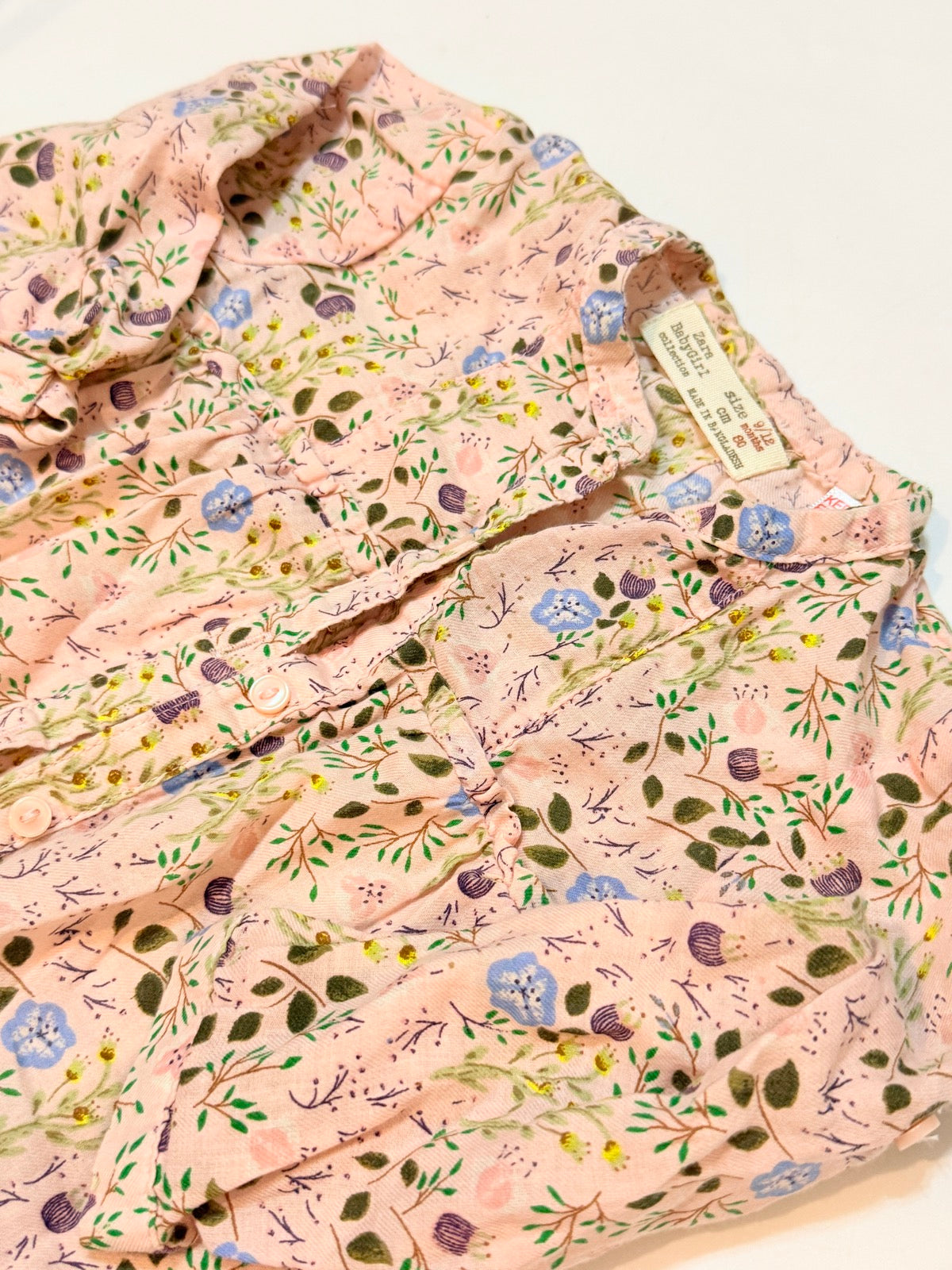 Zara BabyGirl Floral Pink Blouse 9-12m