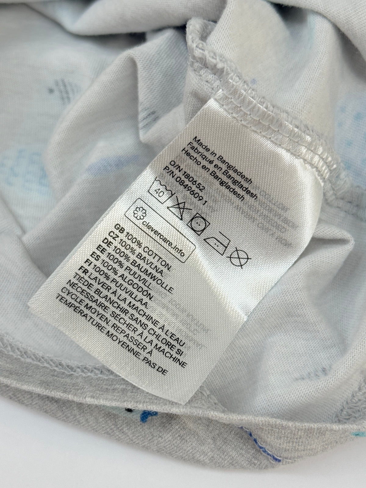 H&M Fish Print Gray T-Shirt 12-18M