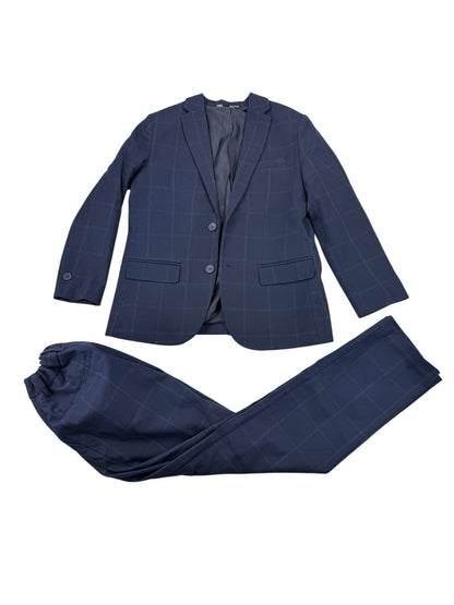 Zara Navy Windowpane Suit Set Size 8