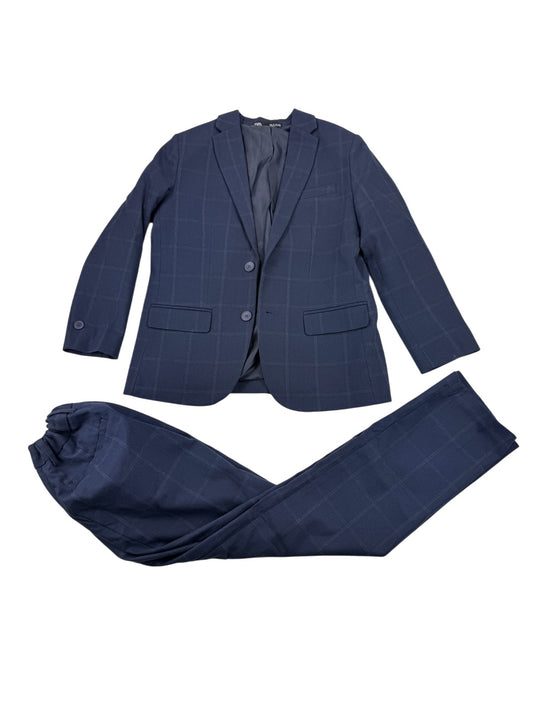 Zara Navy Windowpane Suit Set Size 8