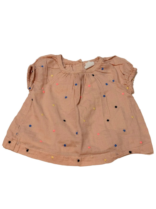 Baby Gap Pink Embroidered Dot Top 3-6M