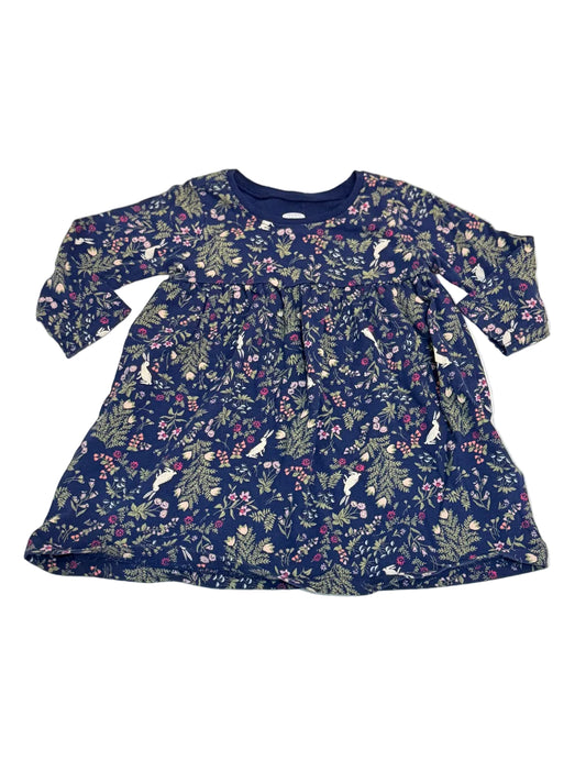 Old Navy Floral Bunny Navy Dress 6-12M