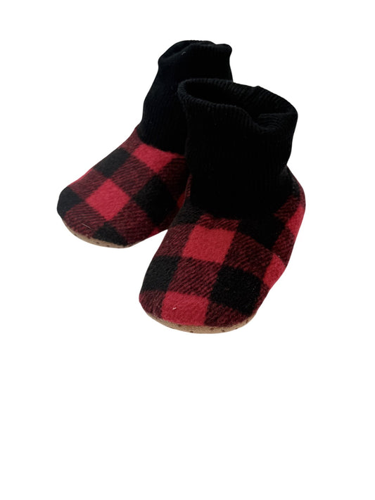 Buffalo Plaid Baby Moccasin Slippers 4/5US