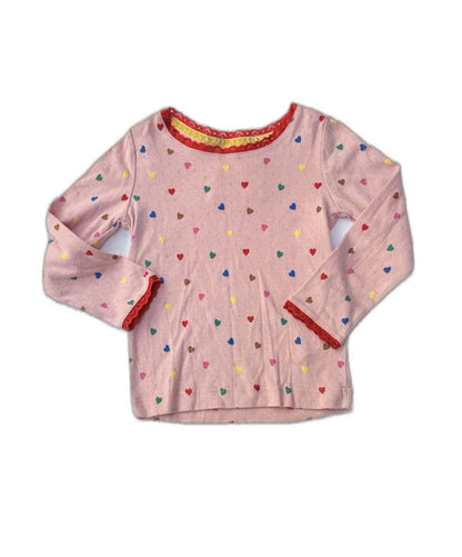 Mini Boden Pink Hearts Long Sleeve Top 3Y