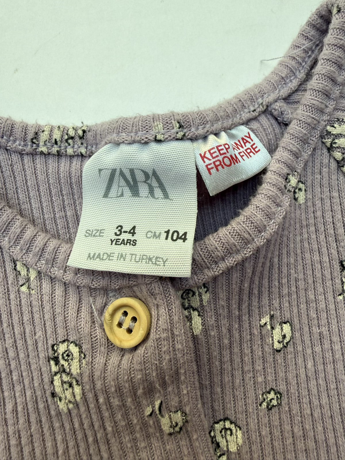 Zara Floral Ribbed Dress Size 3-4Y