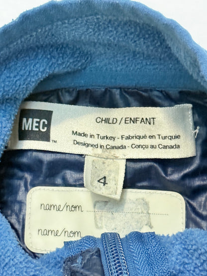 MEC Blue Fleece Jacket Size 4