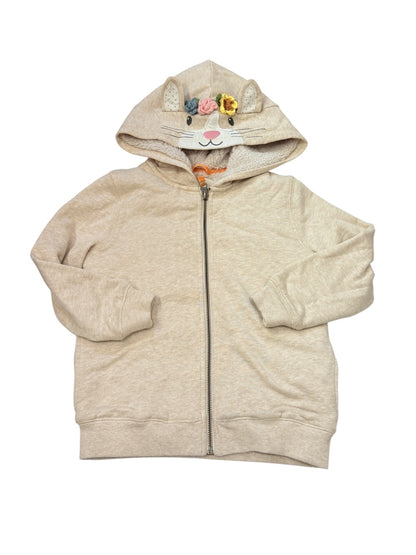 Mini Boden Cat Zip Hoodie Fleece Lined 6-7Y