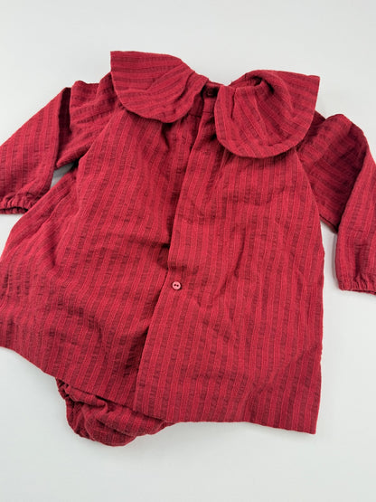 Zara Red Striped Peter Pan Collar Dress 12-18M
