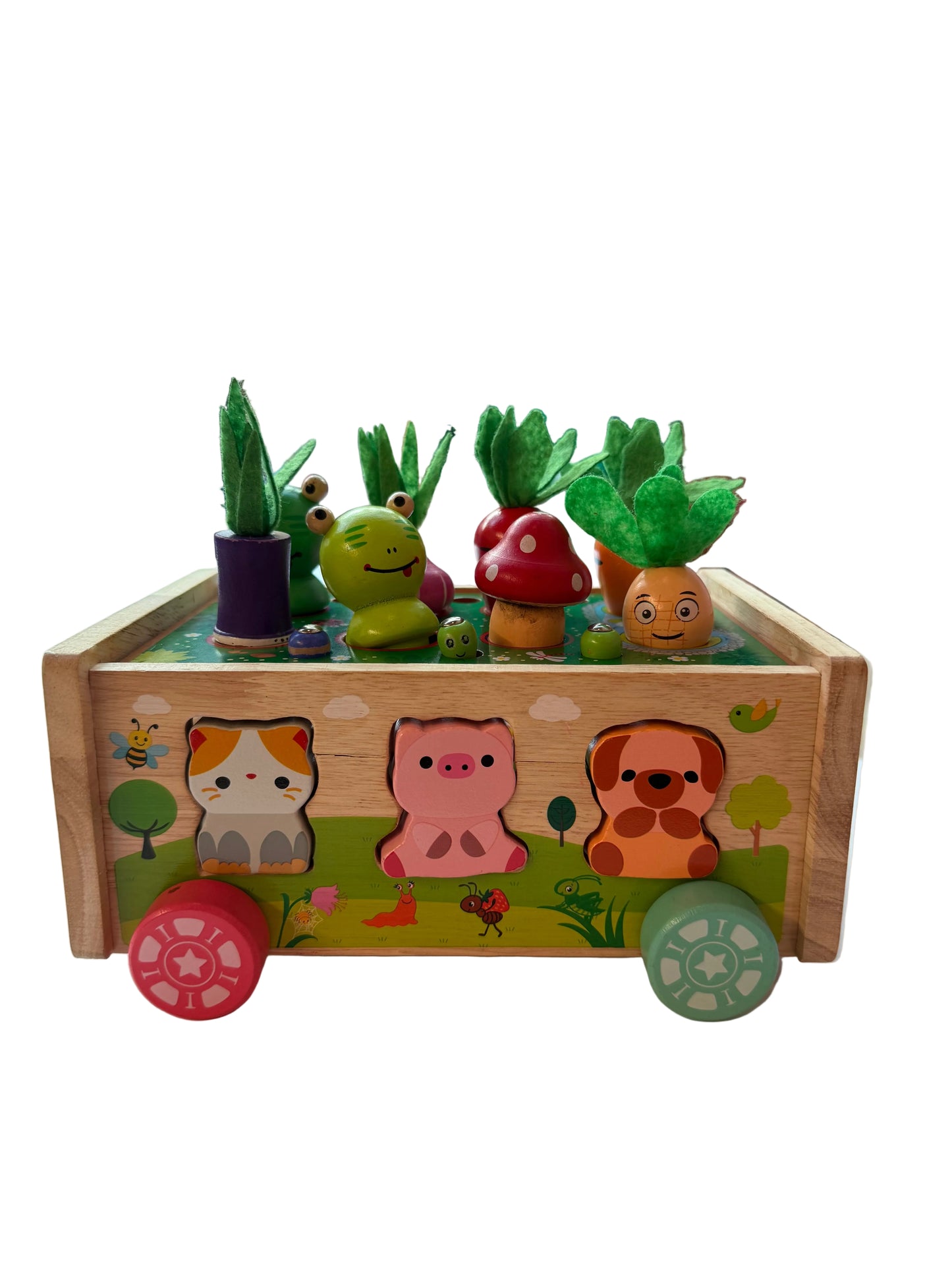 Montessori Wooden Animal Shape Sorter Wagon Toy