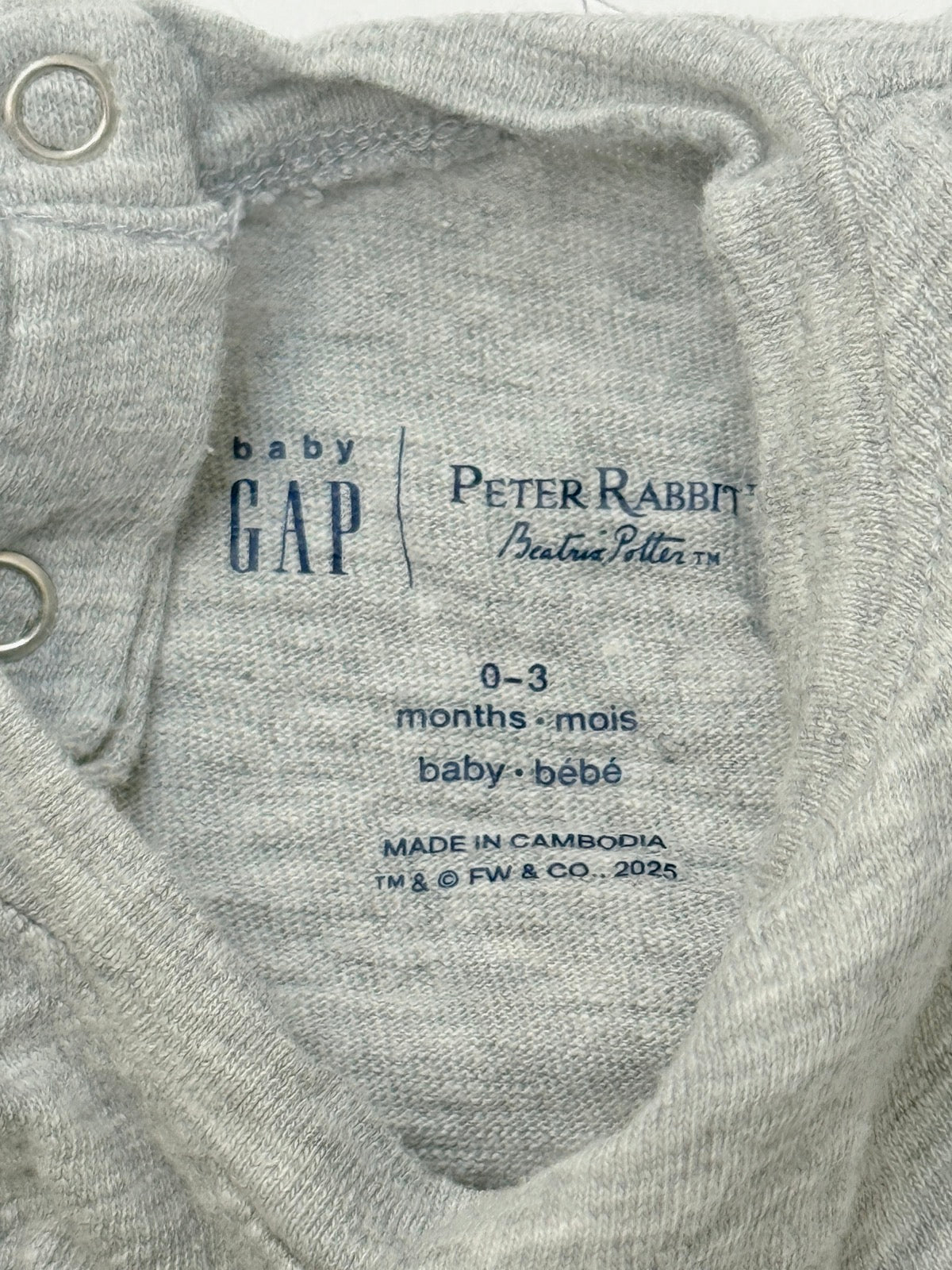 Baby Gap Peter Rabbit Romper 0-3 Months