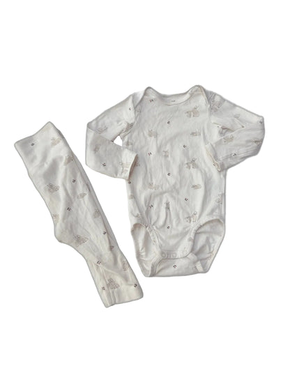 H&M Bunny Bodysuit and Leggings Set 6-9M