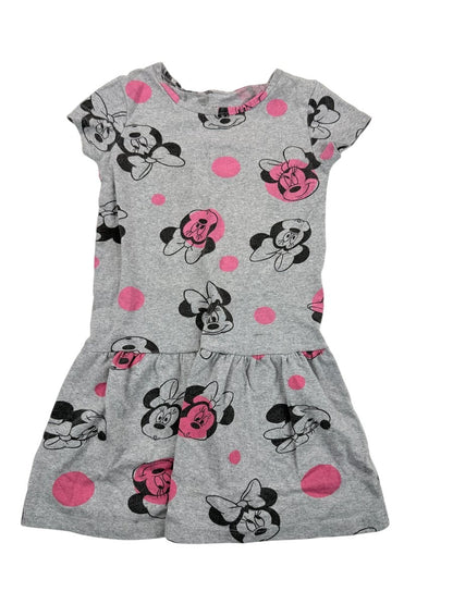 Disney Minnie Mouse Gray Pink Polka Dot Dress XS/TP (4-5) 4-5