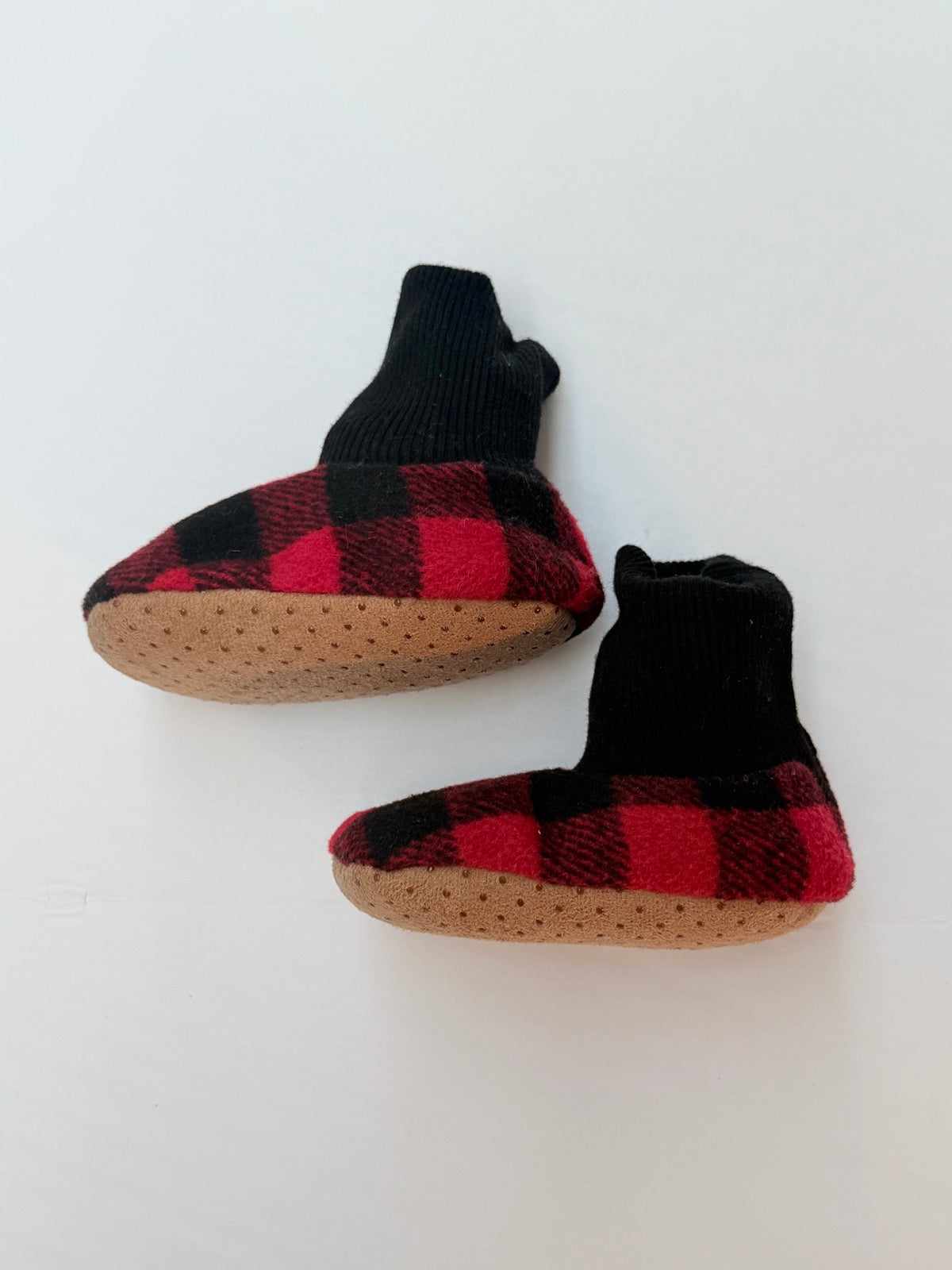 Buffalo Plaid Baby Moccasin Slippers 4/5US