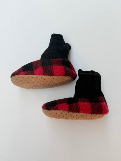 Buffalo Plaid Baby Moccasin Slippers 4/5US