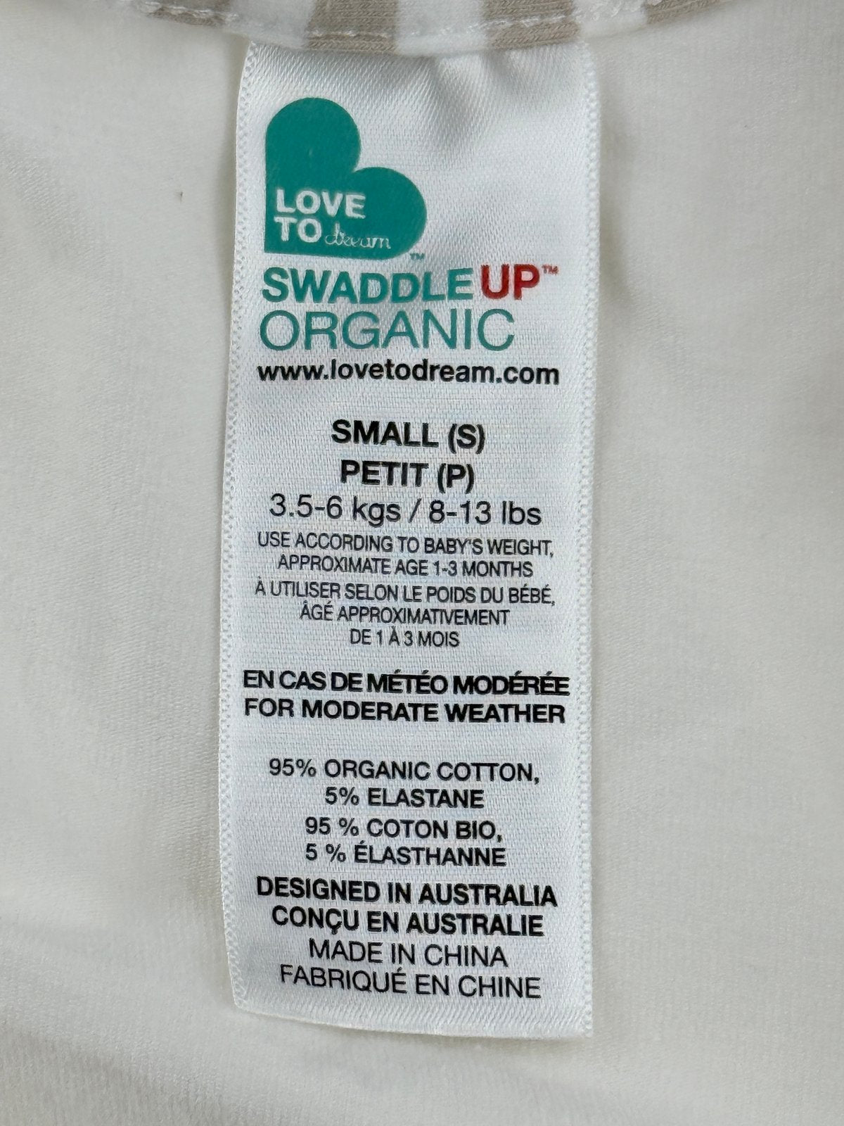 Love To Dream Swaddle UP Organic Sleep Sack Small 8-13