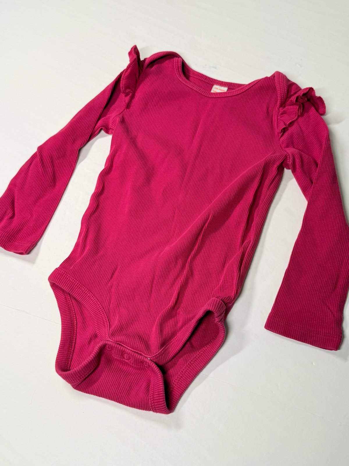 Joe Fresh Pink Ruffle Ribbed Bodysuit 18-24M
