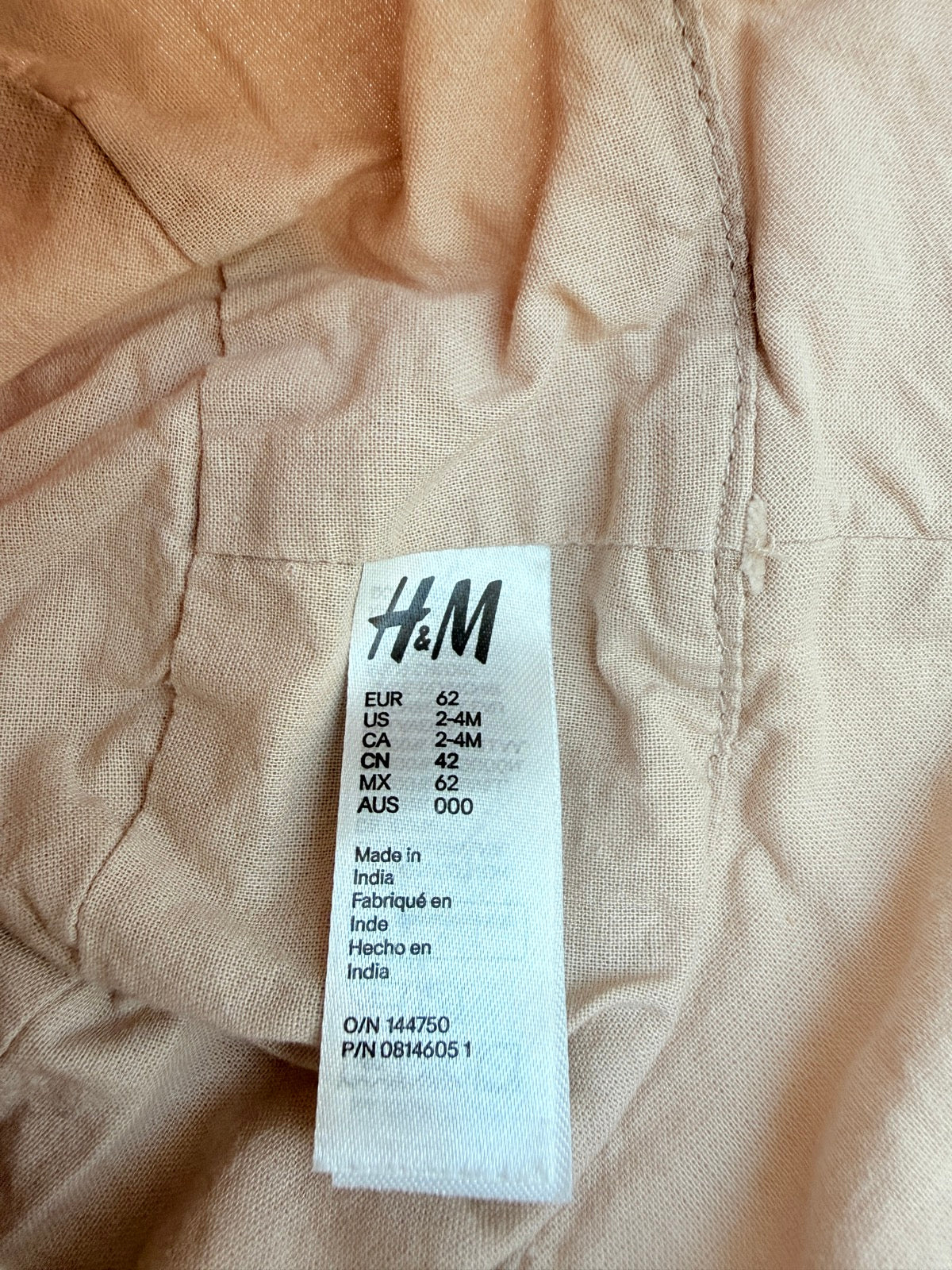 H&M Beige Cotton Bucket Hat 2-4M