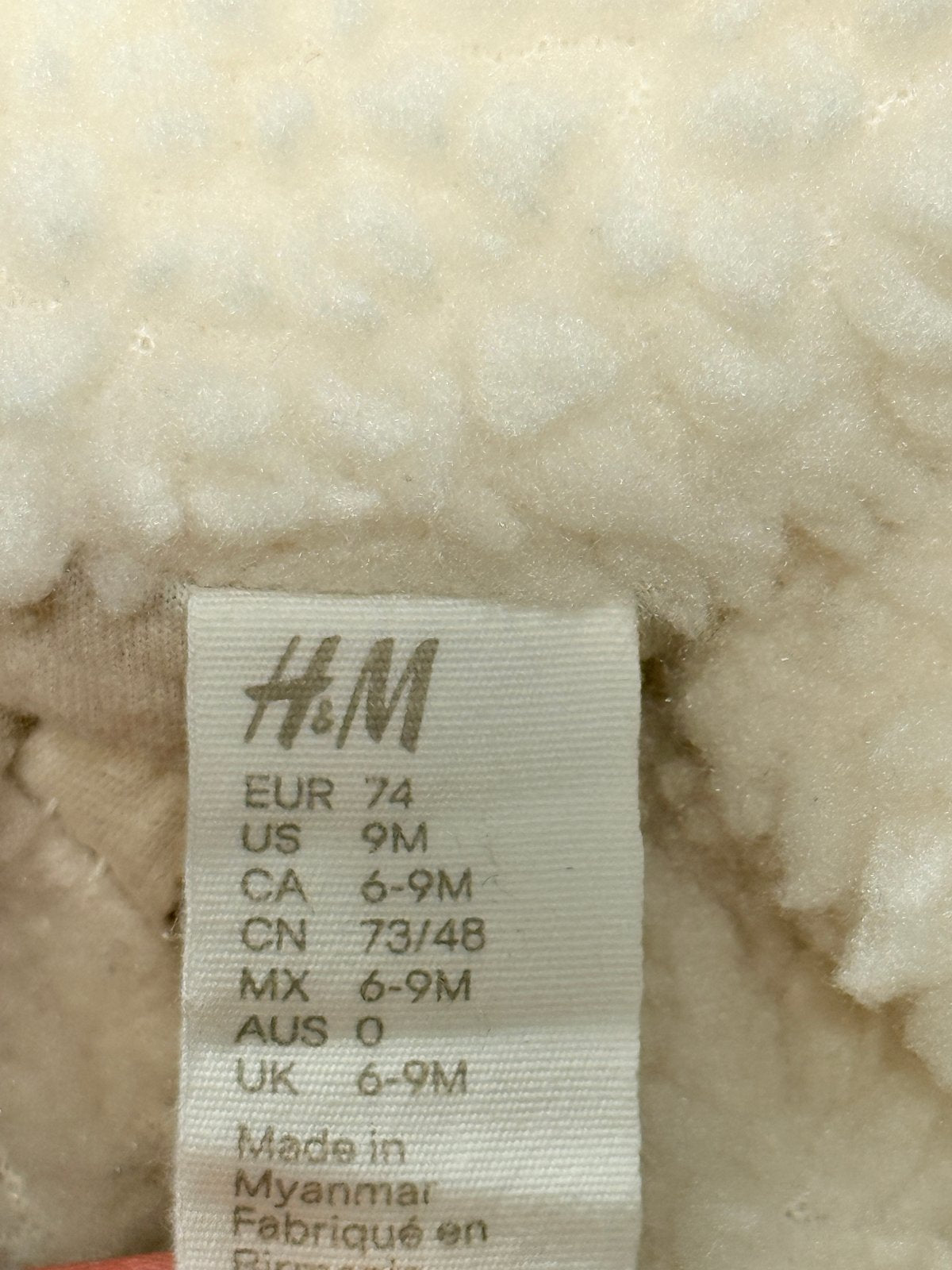 H&M Cream Sherpa Fleece Jacket 6-9M