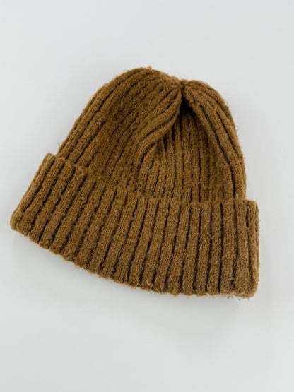 Brown Ribbed Knit Beanie Hat 2-4Y