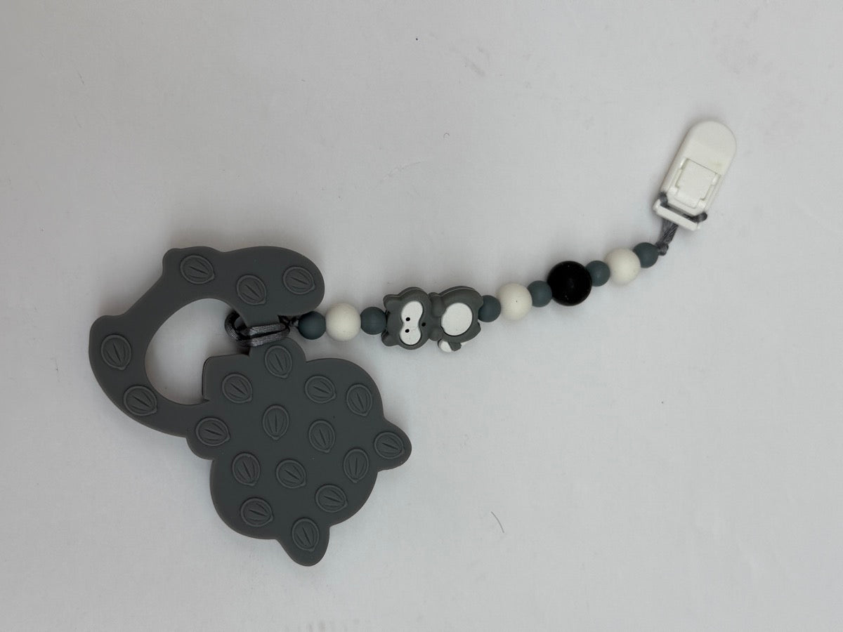 Silicone Monkey Teether Pacifier Clip Set