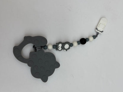 Silicone Monkey Teether Pacifier Clip Set