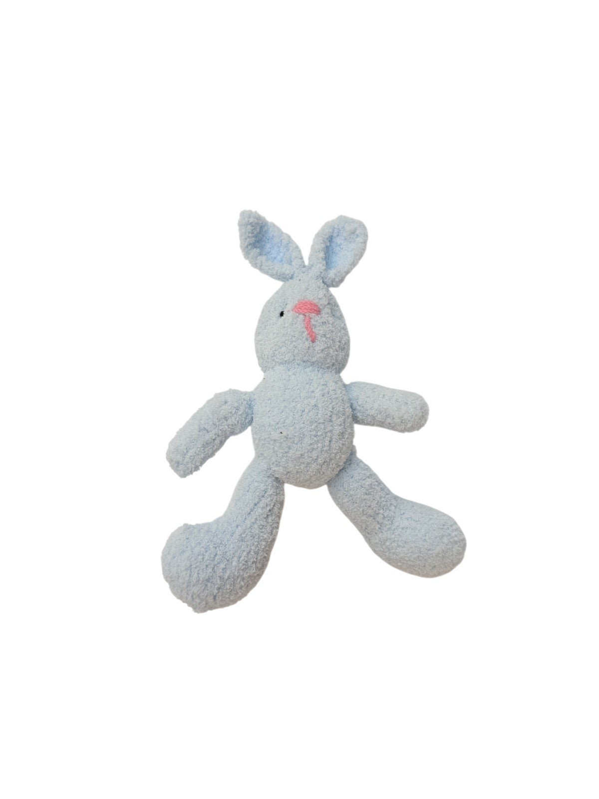 Handmade - Blue Chenille Bunny Plush Rattle Toy