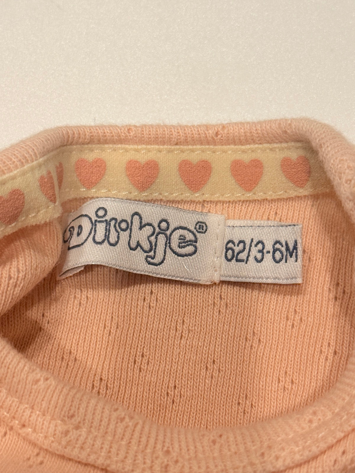 Dirkje Peach Pointelle Ruffle Bodysuit 3-6M