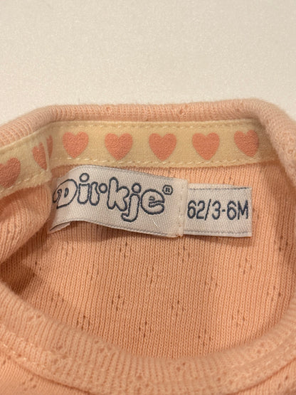 Dirkje Peach Pointelle Ruffle Bodysuit 3-6M