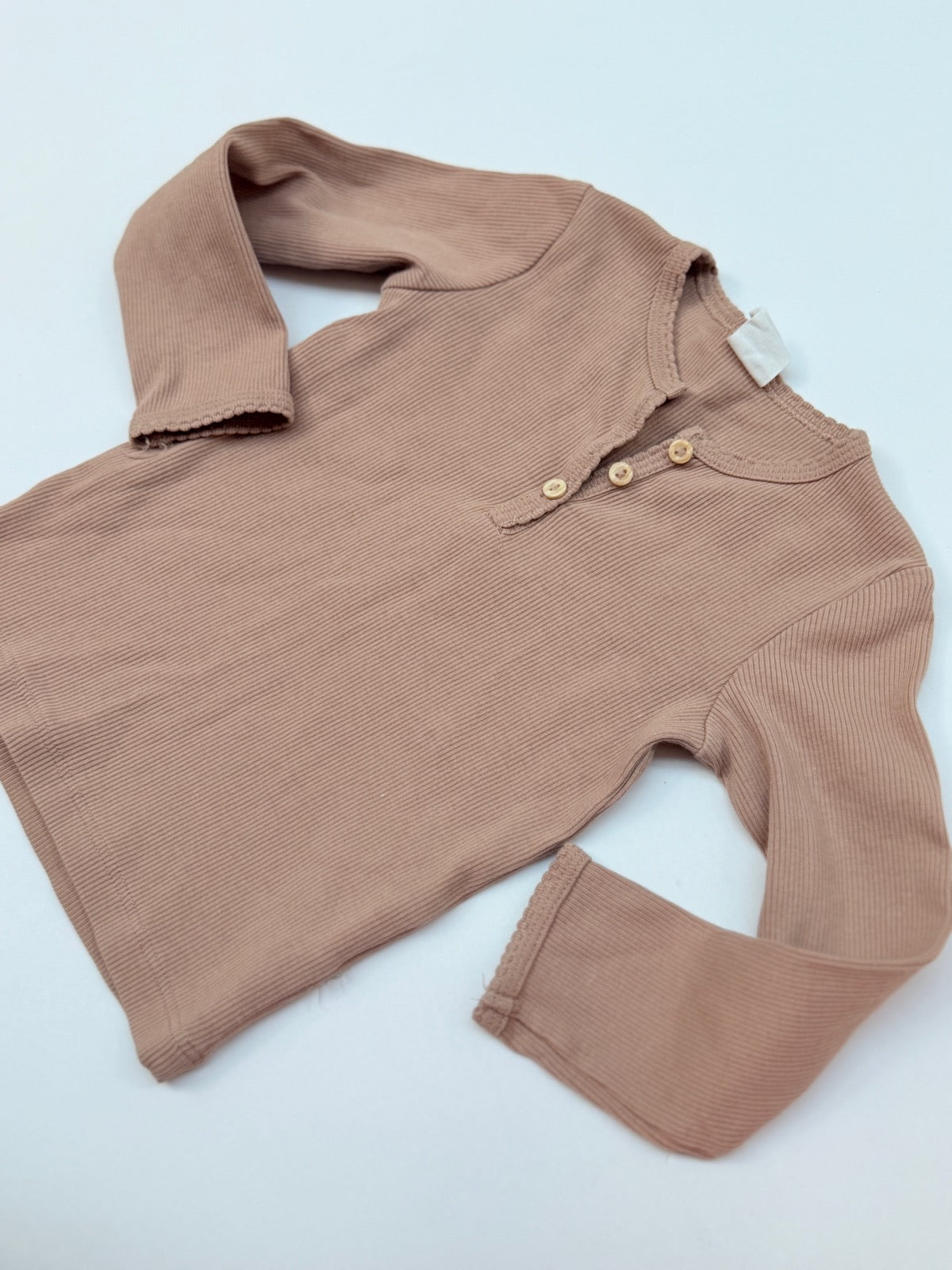 H&M Ribbed Henley Long Sleeve Top 9-12M