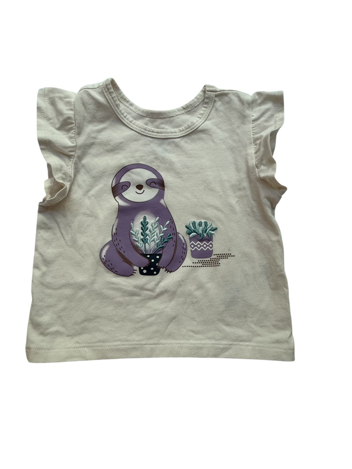 Pekkle Sloth Flutter Sleeve T-Shirt 18M