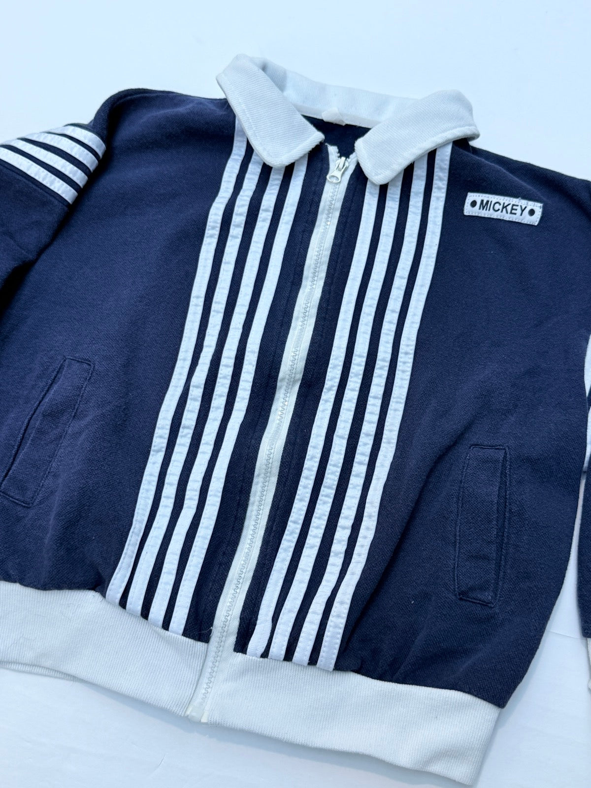 Mickey Navy Striped Zip-Up Jacket Size 8-10