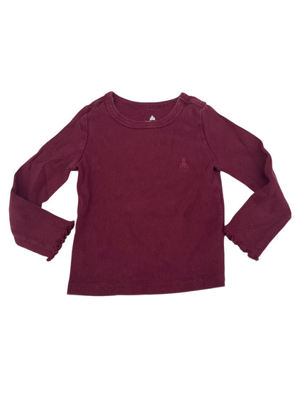Baby Gap Burgundy Ribbed Long Sleeve Top 2T