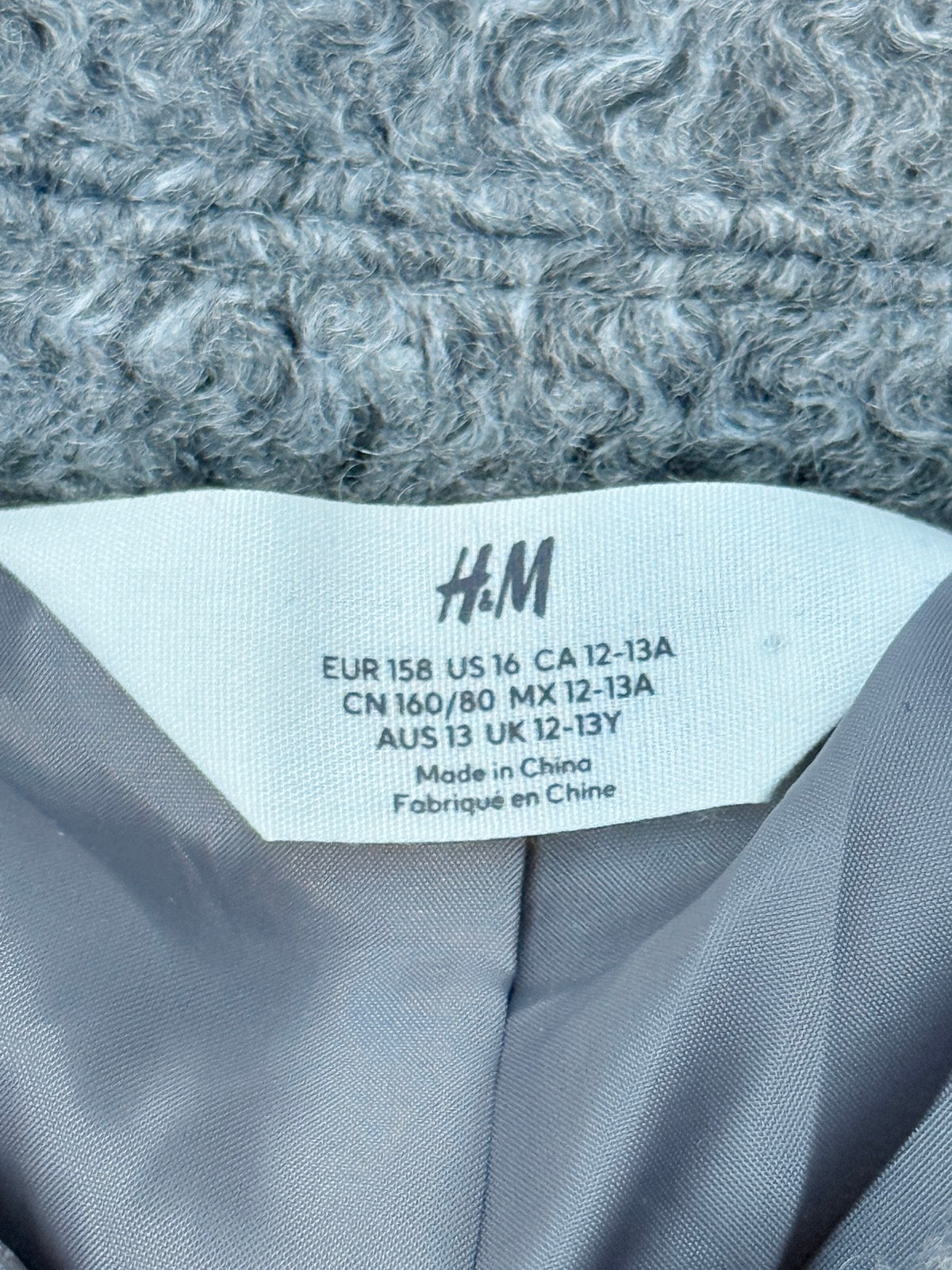 H&M Grey Bouclé Zip Jacket Size 12-13Y