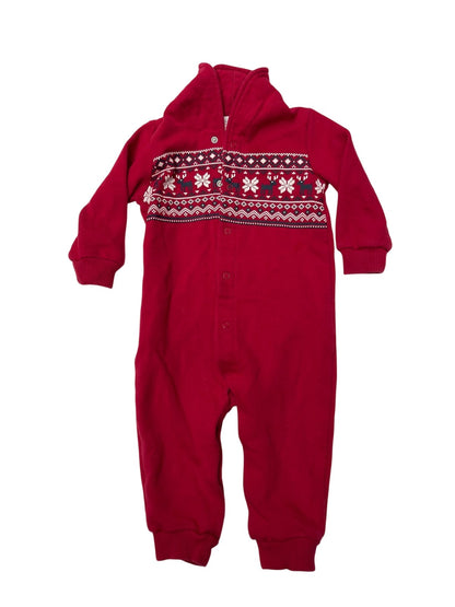 Joe Fresh Red Fair Isle Hooded Romper 12-18M