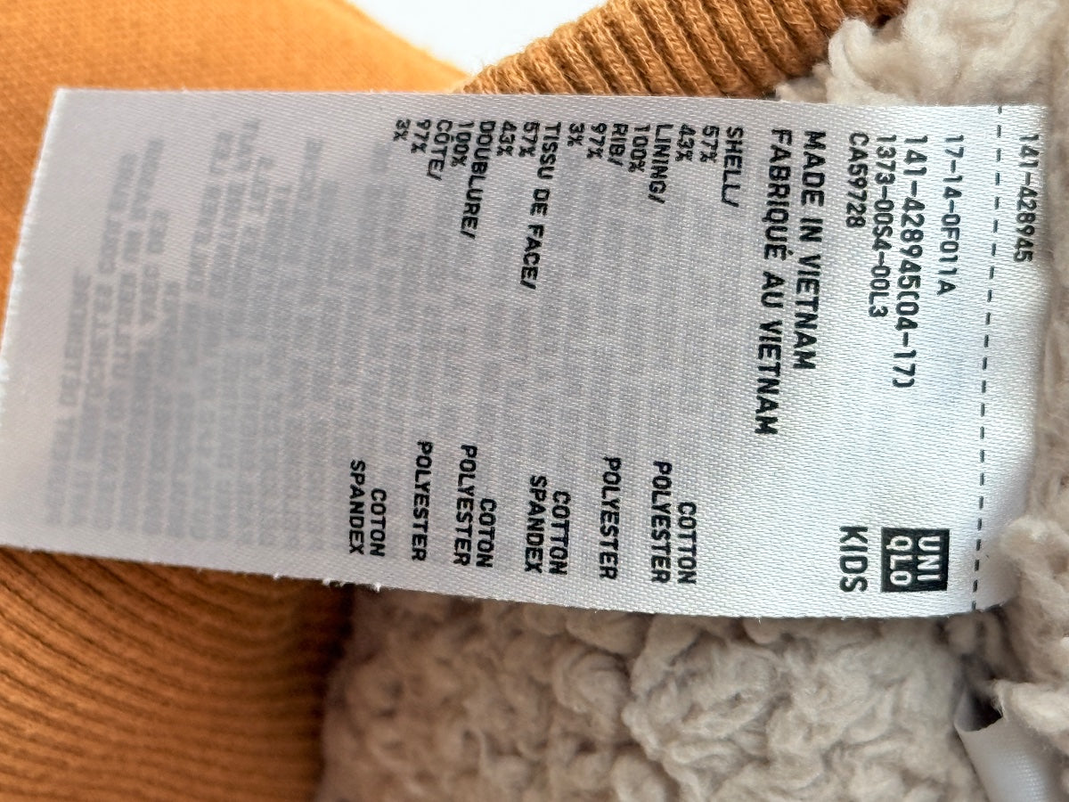 Uniqlo Kids Orange Sherpa-Lined Zip Hoodie
