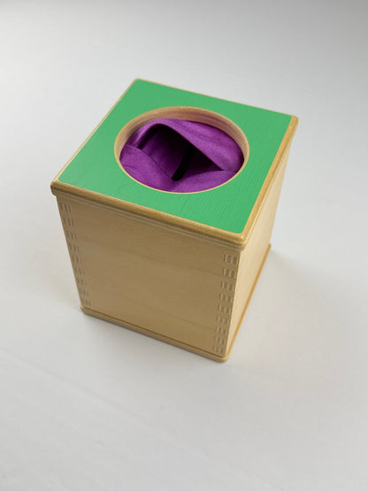 Lovevery Wooden Tissue Box Toy with Scarves