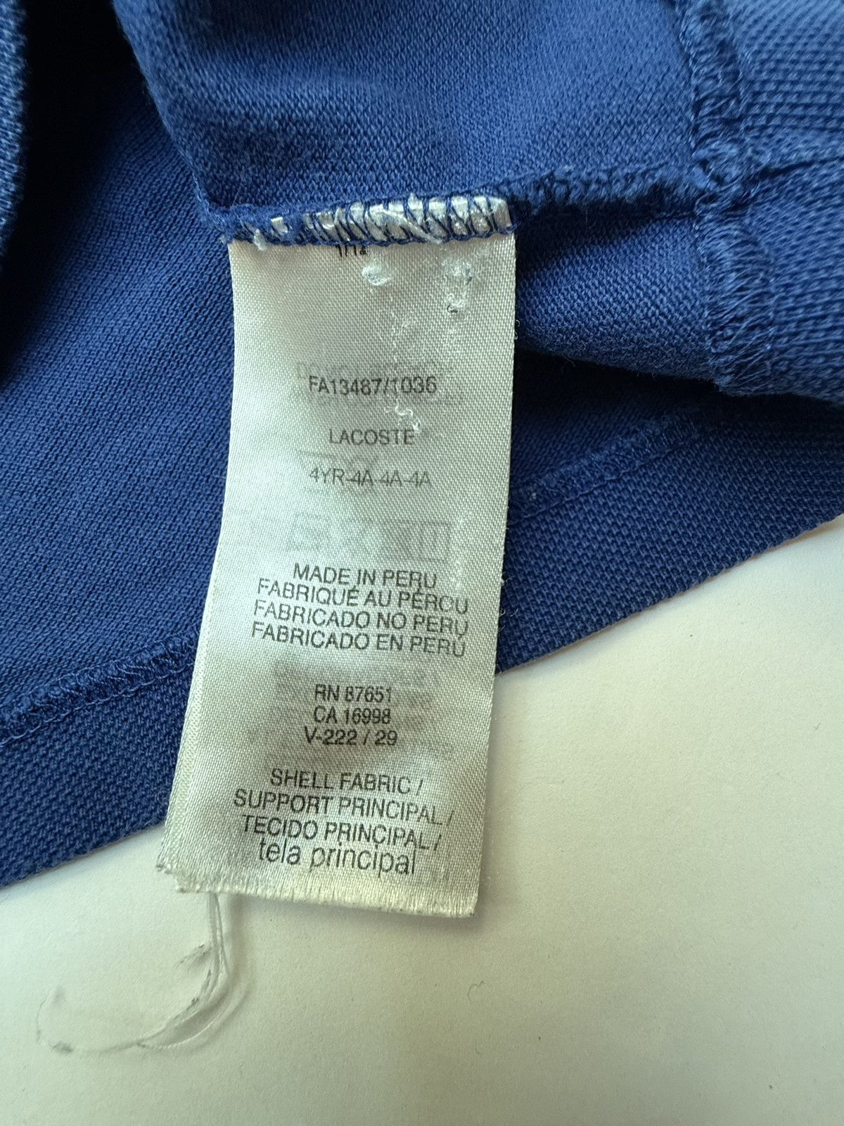 Lacoste Blue Polo Shirt Size 4