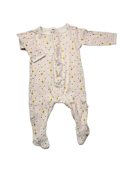 E=MC Easy Magnet Close Pink Leopard Footed Sleeper 3-6M