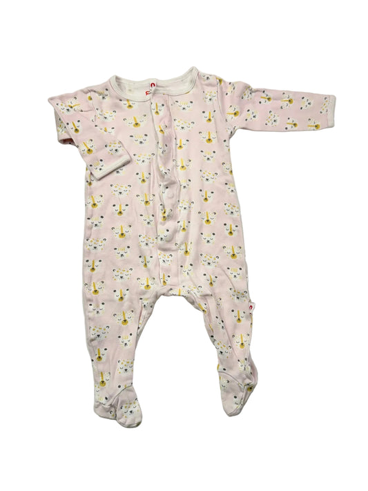E=MC Easy Magnet Close Pink Leopard Footed Sleeper 3-6M