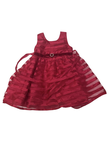 Jona Michelle Red Sheer Striped Party Dress 2T