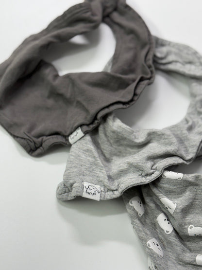 Luno Gray Bear Bib Set One Size