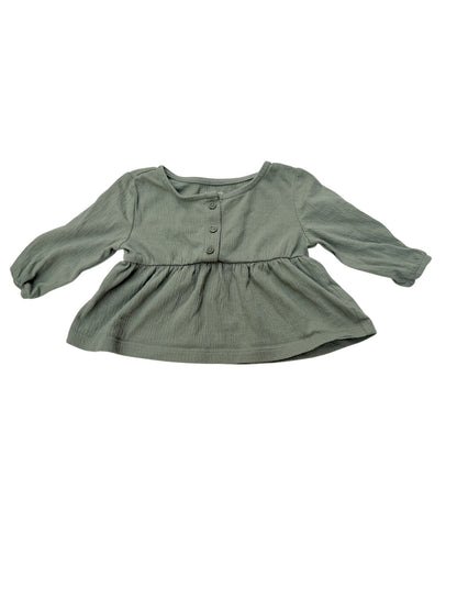 Carter's Green Peplum Long Sleeve Top 6M