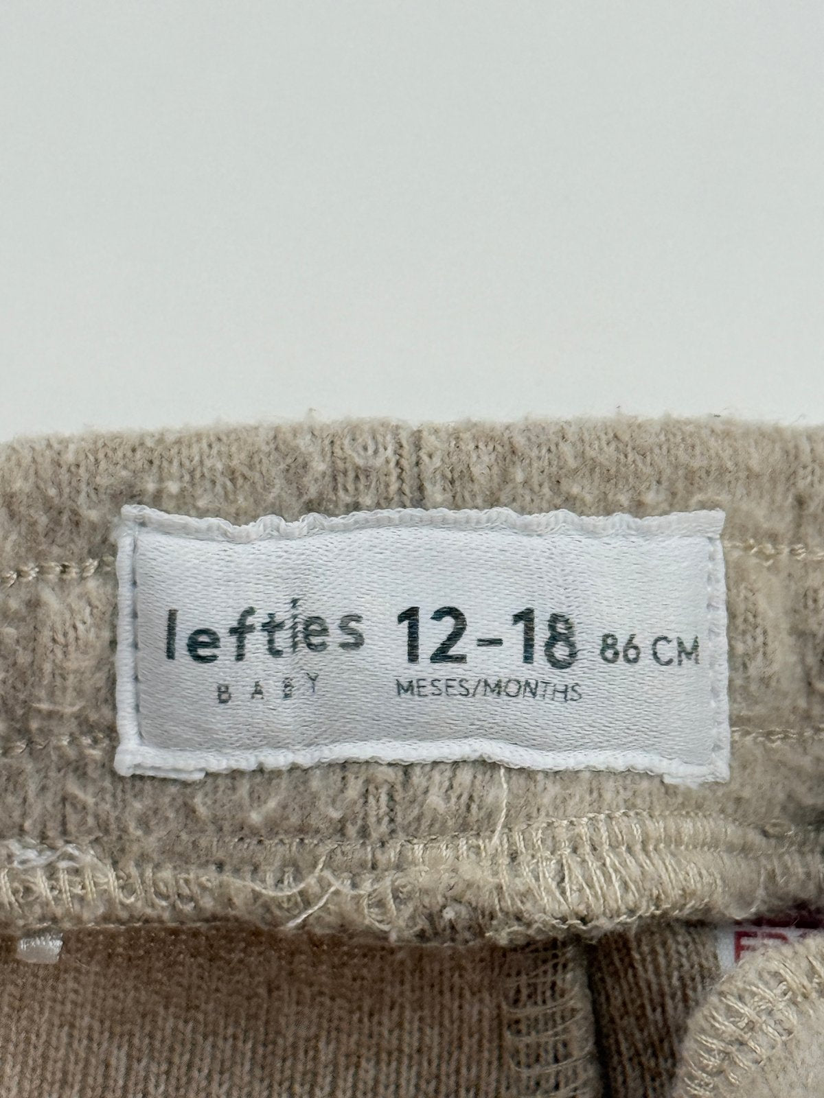 Lefties Beige Fleece Joggers 12-18M