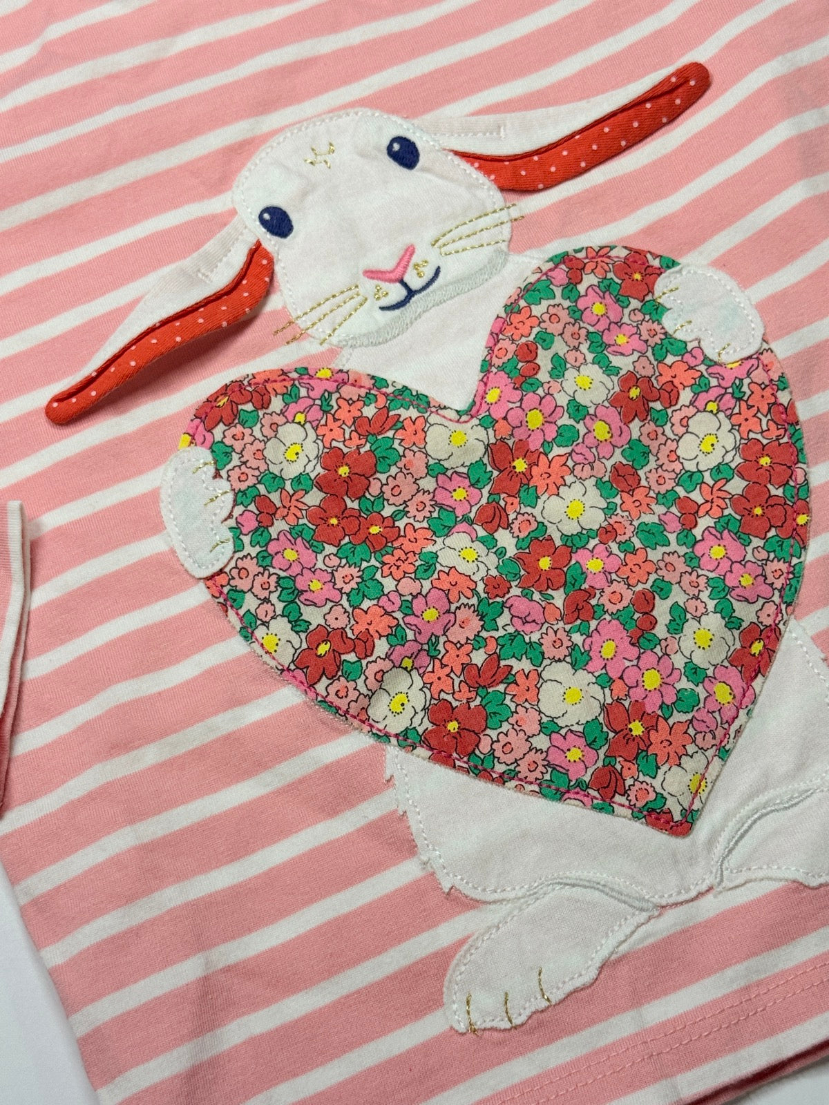 Mini Boden Bunny Heart Stripe Top 4-5Y