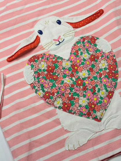 Mini Boden Bunny Heart Stripe Top 4-5Y