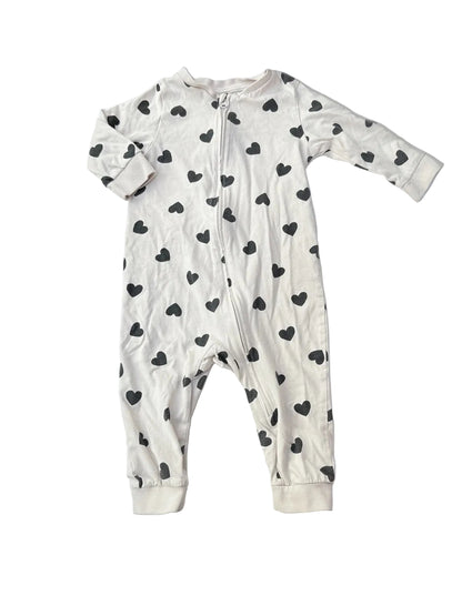 H&M Heart Print Zip Sleeper 9M
